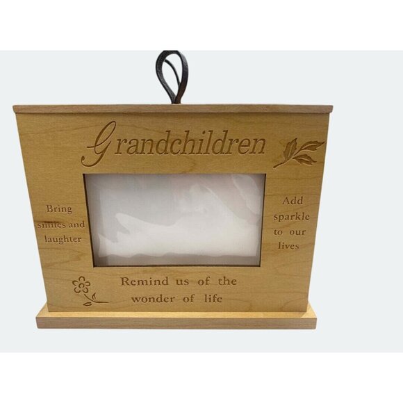 Wooden Grandchildren Picture Album Storage Box Frame Engraved Sentiments - Picture 2 of 6